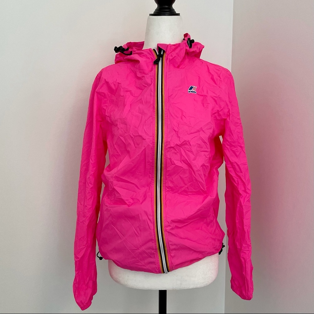 K-Way Neon Pink Hooded Utility Jacket